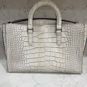 White genuine leather handbag